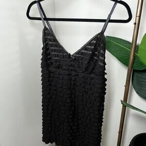 Y2K Bisous Bisous Sleeveless Ruffle Mini Slip Dress Lingerie Top Sleepwear Gown